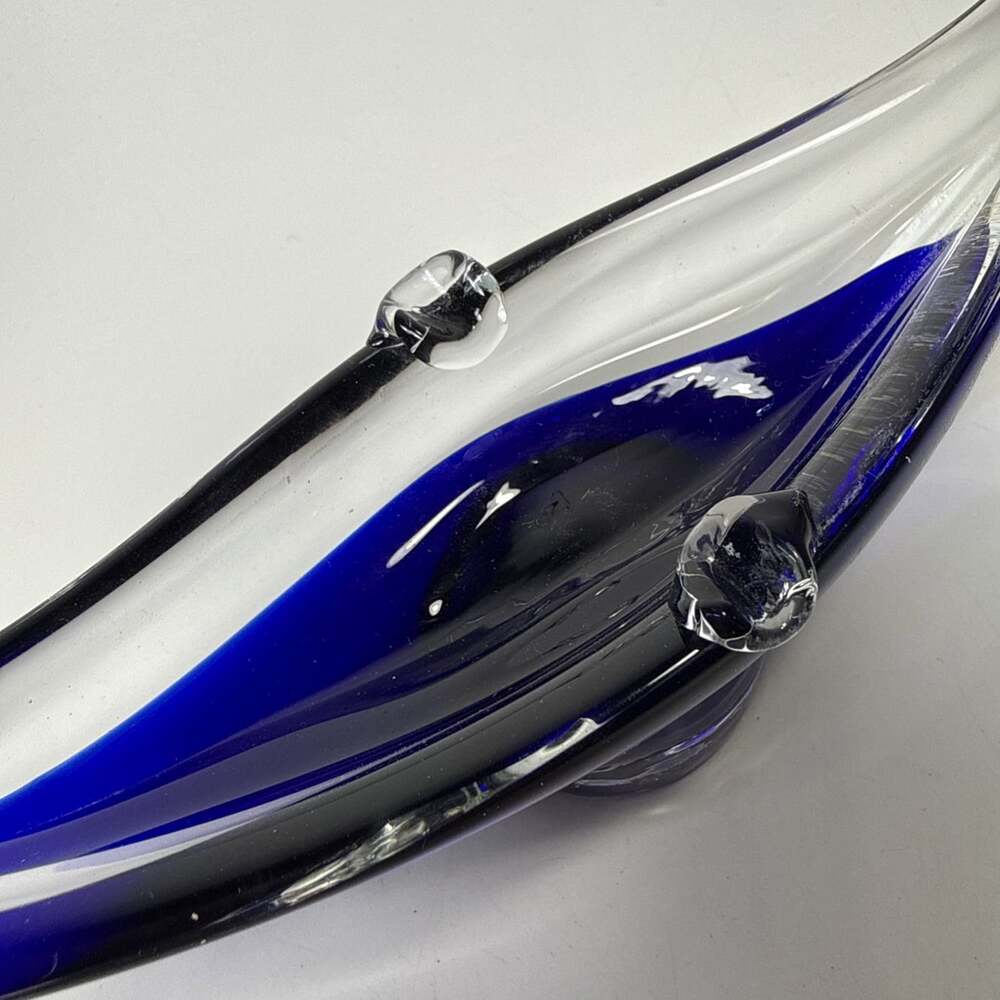 Vtg Murano Hand blown Glass Venetian Gondola Boat Cobalt Blue Ashtray Dish C1 - Picture 4 of 6